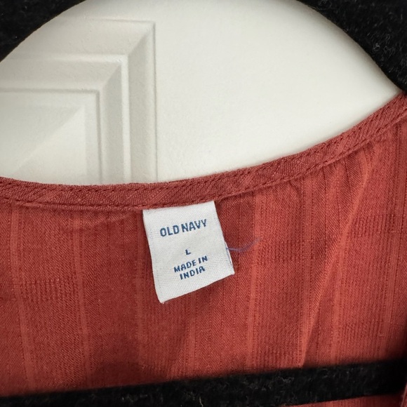 Old Navy women’s Fit & Flare Puff-Sleeve Dobby rust colored Midi Dress LARGE - Picture 4 of 6